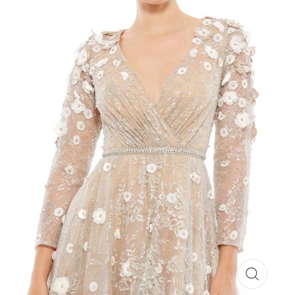 NWT Mac Duggal Floral Embellished Lace A-Line Dress - Picture 3 of 4